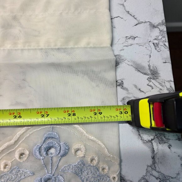 Vintage White Light Blue Embroidered Kitchen Valance 60"X12" Floral Eyelet Boho - Picture 6 of 7